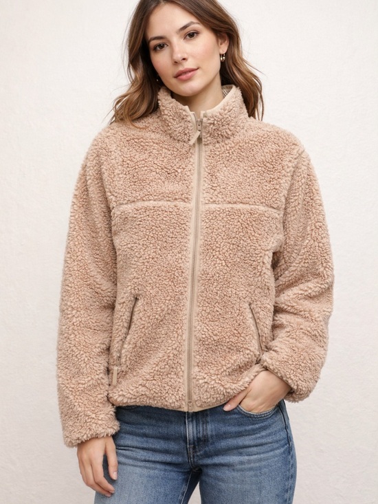 TNA Jackets & Blazers - TNA Cozy Teddy Zip-Up Jacket in Taupe